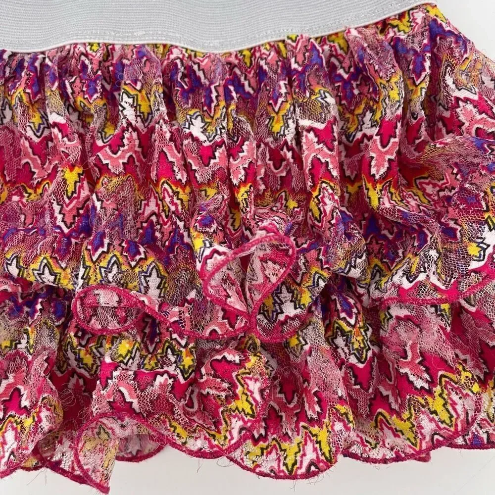 Justice Girl’s Multicolor Abstract Tiered Metallic Skater Tulle Skort Size 6